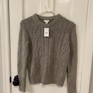 NWT J. Crew Gray Cable Knit Sweater